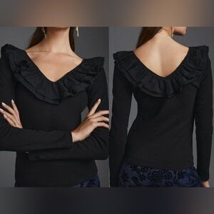 Dolan Ruffled V-neck Top from Anthropologie, sz M, EUC